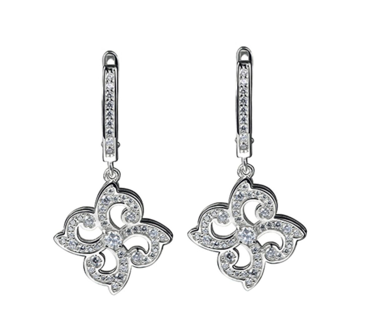 Women's Floral Earrings 925 Sterling Silver (Kazakhstan made)