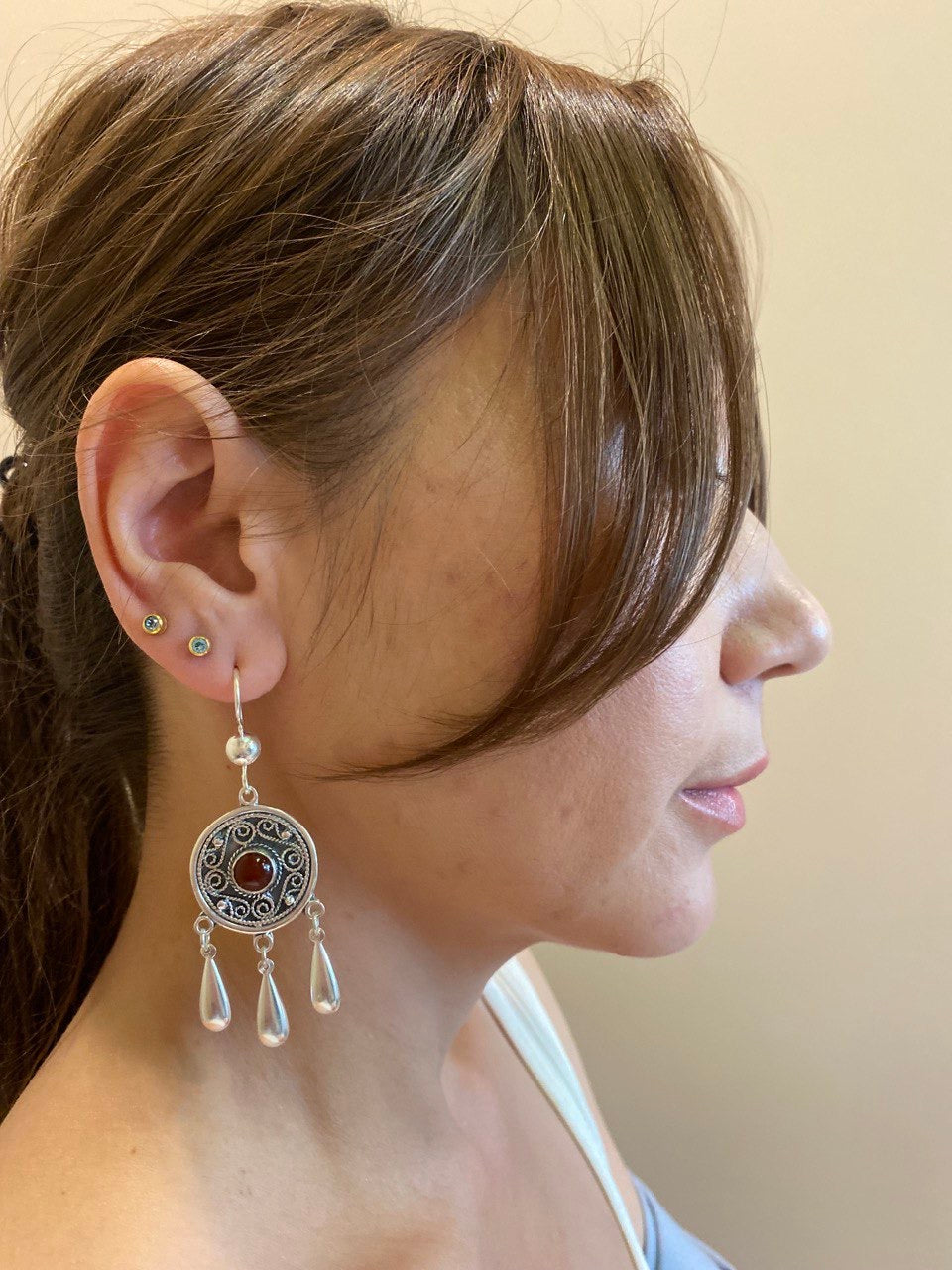 BEAUTIFUL EARRINGS with red stone